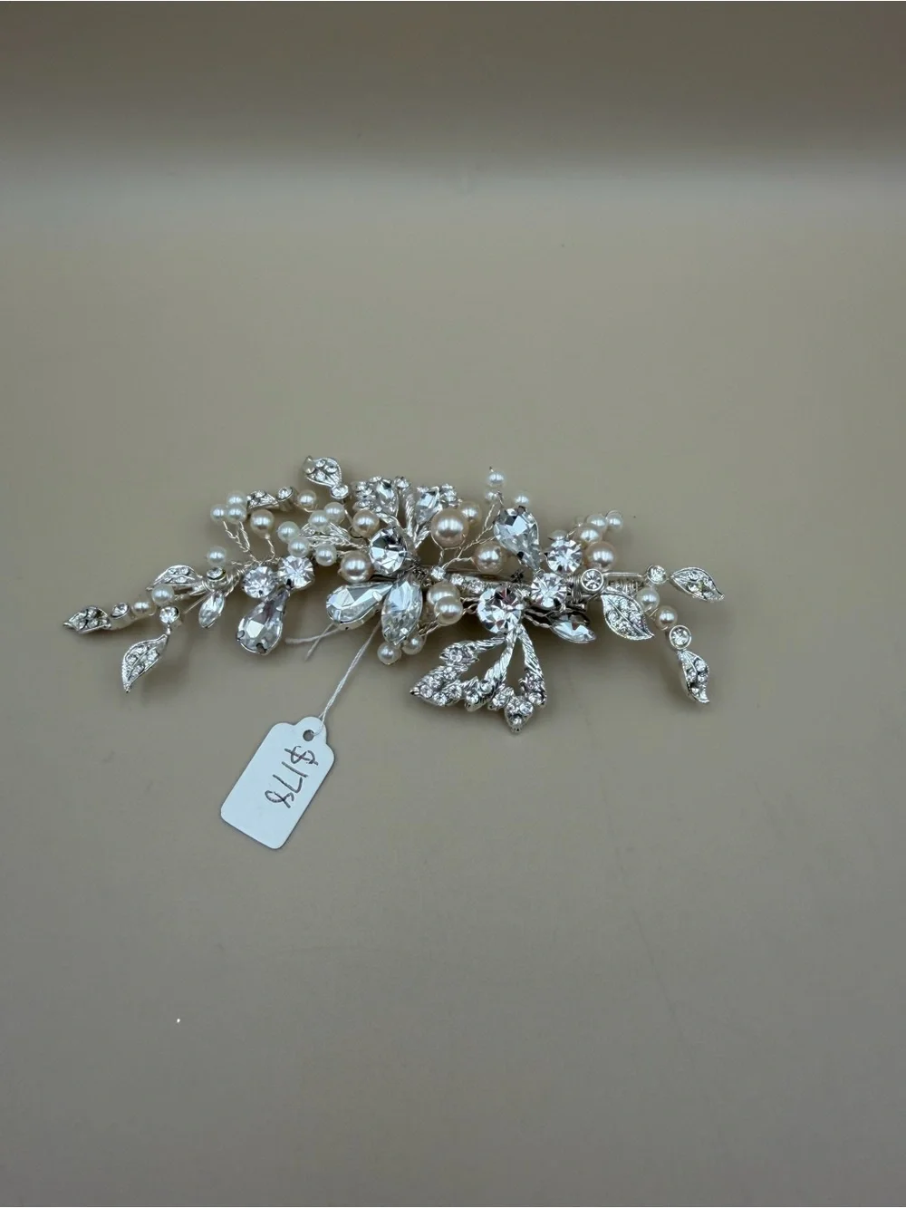 Bridal Hair Comb Silver Rhinestone Crystal Pearl Wedding Hair Accessory
